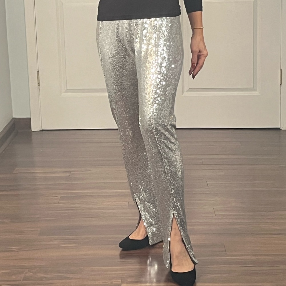 Wayf silver sequins pants size S - Picture 2 of 12